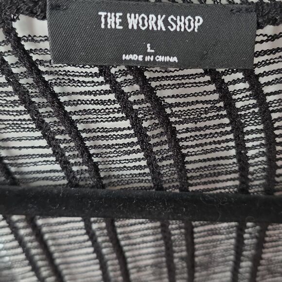 Black Sheer Knit Cardigan The Work Shop Size L - Picture 2 of 5